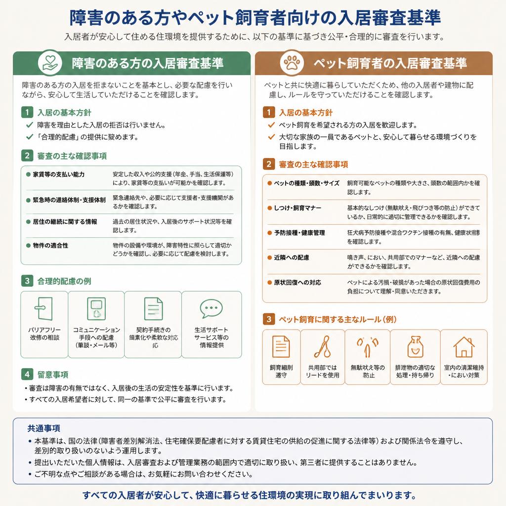 明確な入居審査基準