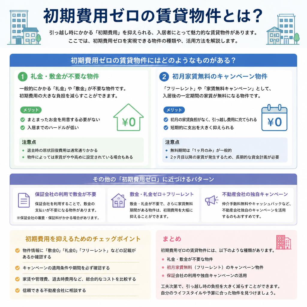 賢く選ぶ！初期費用ゼロの賃貸物件
